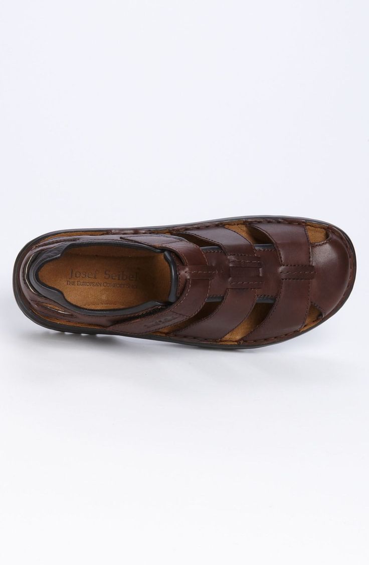 Topstitched leather sandal is crafted of premium Italian leather. Patented water-resistant, hand-stitched construction adds durability, and a cushioned outsole ensures comfort. Style Name:Josef Seibel 'Jeremy' Sandal (Men). Style Number: 176866. Leather Open Toe Shoes With Stitched Sole, Brown Leather Outdoor Sandals, Brown Closed Toe Walking Sandals, Brown Closed Toe Sandals For Walking, Classic Leather Sandals With Cushioned Footbed, Leather Sandals With Rubber Sole, Leather Closed Toe Sandals With Rubber Sole, Leather Sole Open Toe Sandals For Walking, Leather Open Toe Sandals With Stitched Sole