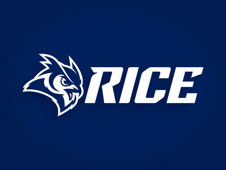 the logo for rice university on a blue background with white letters and an eagle's head