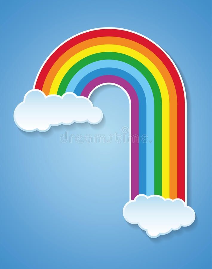 a rainbow with clouds and blue sky in the background stock photo, royalty image and royalty illustrations