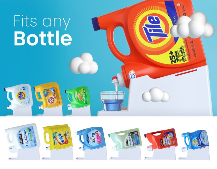 an advertisement for detergent products with the caption fits any bottle