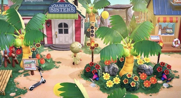 an animal crossing the street in front of a store with lots of plants and flowers