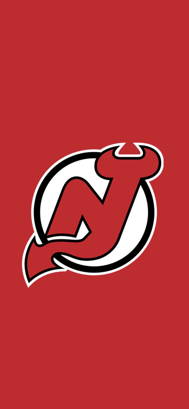 the new jersey devils logo on a red background