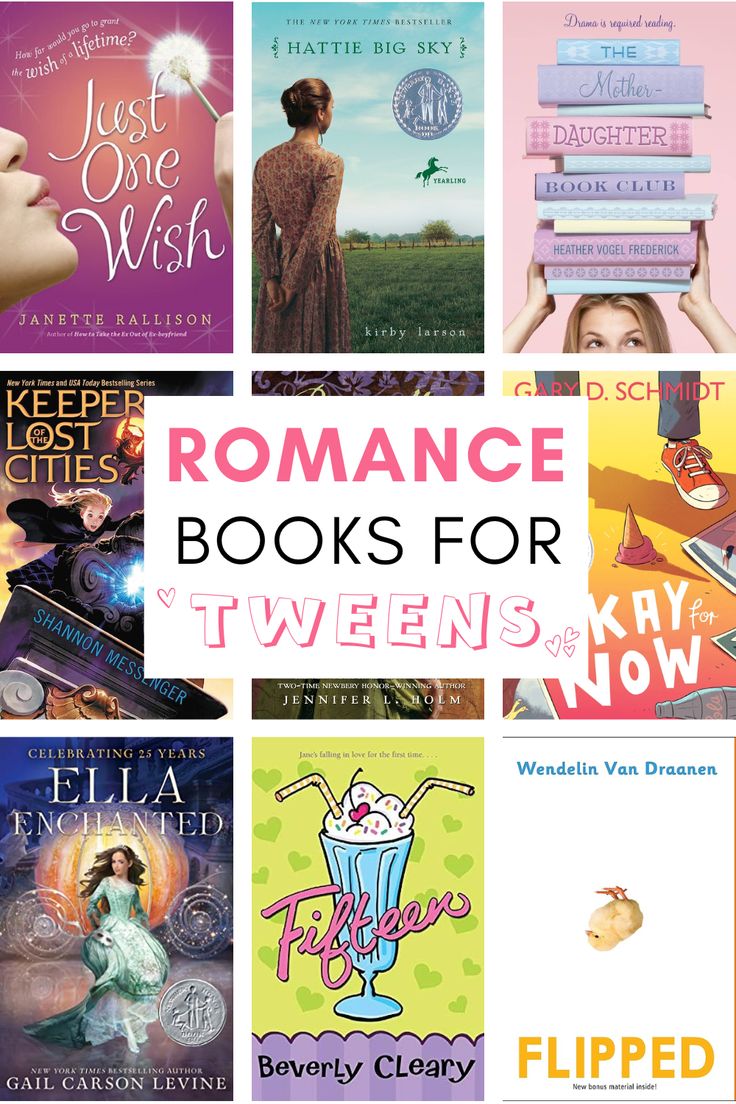 some books that are stacked together with the words romance books for tweeens and now