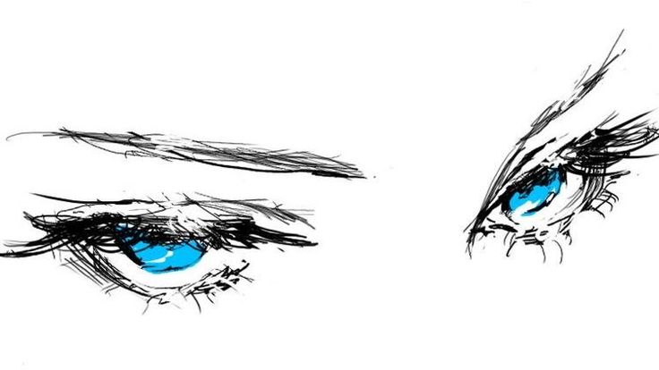 an artistic drawing of blue eyes