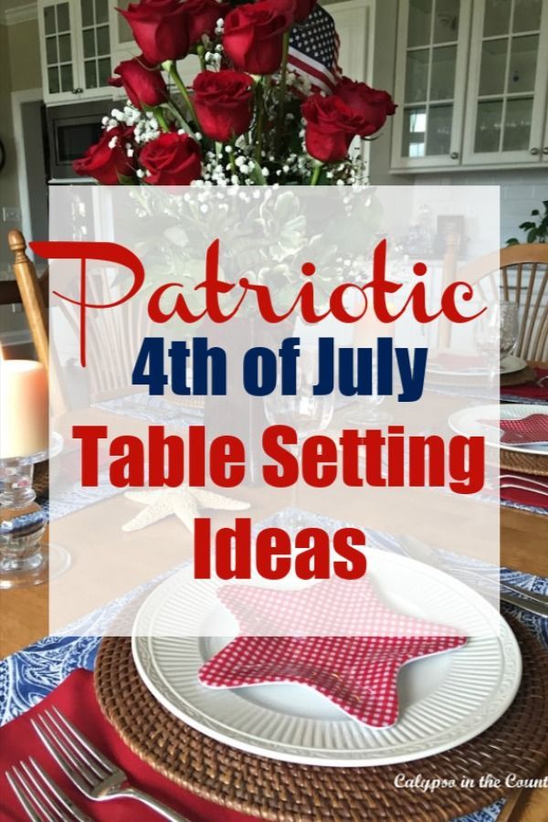 patriotic 4th of july table setting ideas with red and white napkins, place settings and flowers