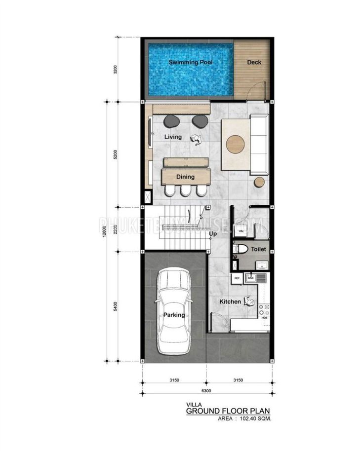 the floor plan for a house with swimming pool