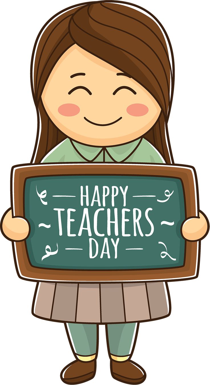 a girl holding a sign that says happy teachers day