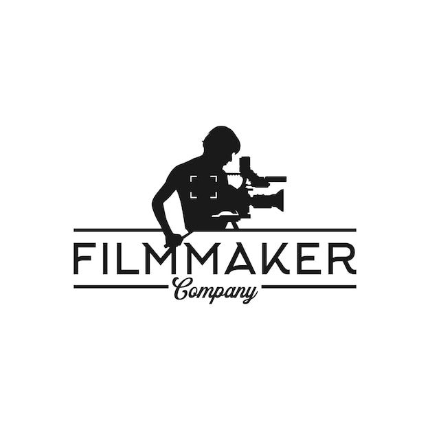 the logo for film maker company, with a man holding a camera in his hand