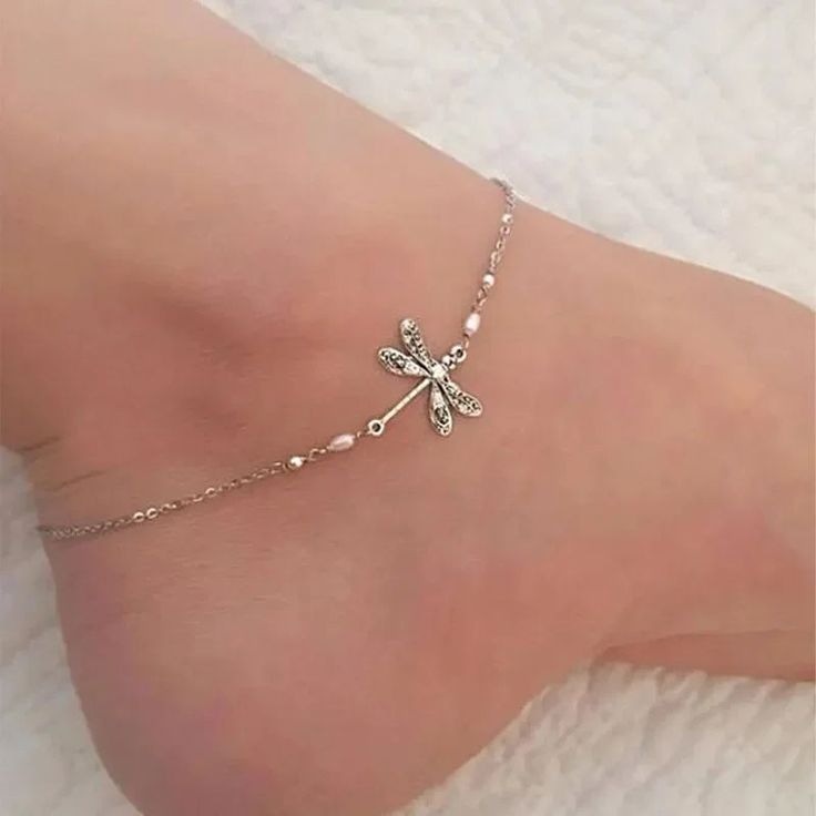 Charm Anklet, Dragonfly Jewelry, Dragonfly Charm, Encouragement Gifts, Silver Anklets, Ankle Bracelet, Chain Anklet, Anklet Jewelry, Girls Jewelry