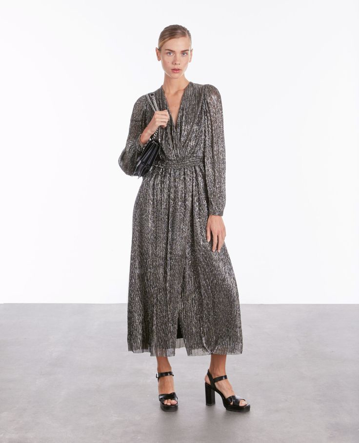 Long silver dress | The Kooples - US Embellished Maxi Dress For Formal Fall Occasions, Embellished Maxi Dress For Formal Fall Events, Chic Metallic Evening Dress For Formal Occasions, Elegant Embellished Fall Maxi Dress, Elegant Embellished Maxi Dress For Fall, Elegant Metallic Maxi Length Evening Dress, Elegant Metallic Midi Dress For Galas, Chic Silver Maxi Dress For Gala, Elegant Metallic Midi Dress For Gala