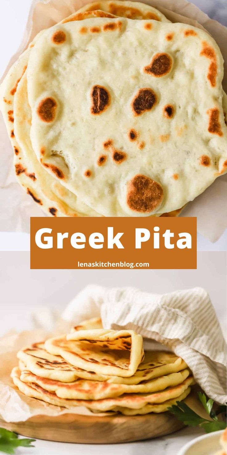 greek pita bread with cheese and sauces on top, in the foreground