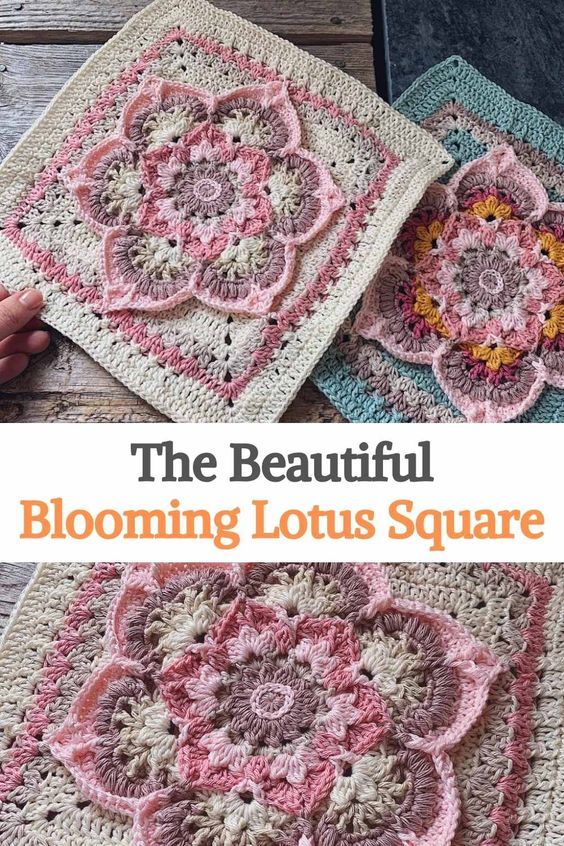 the beautiful blooming lotus square crochet pattern