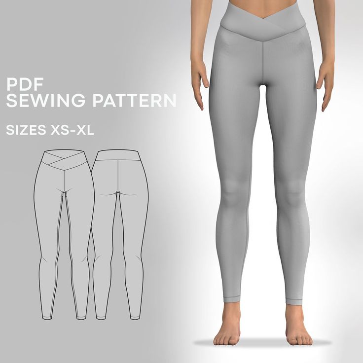 a woman's legging pattern with the bottom and side view of her pants