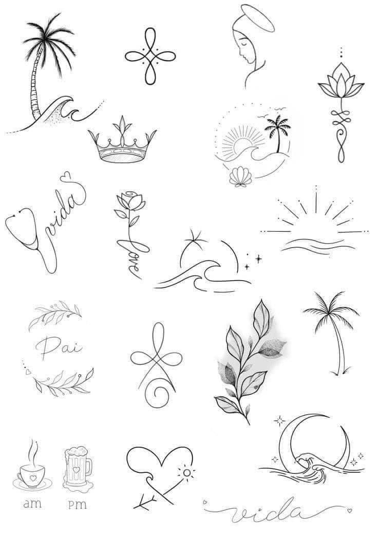 some tattoos that are drawn on paper and have been placed in the shape of letters