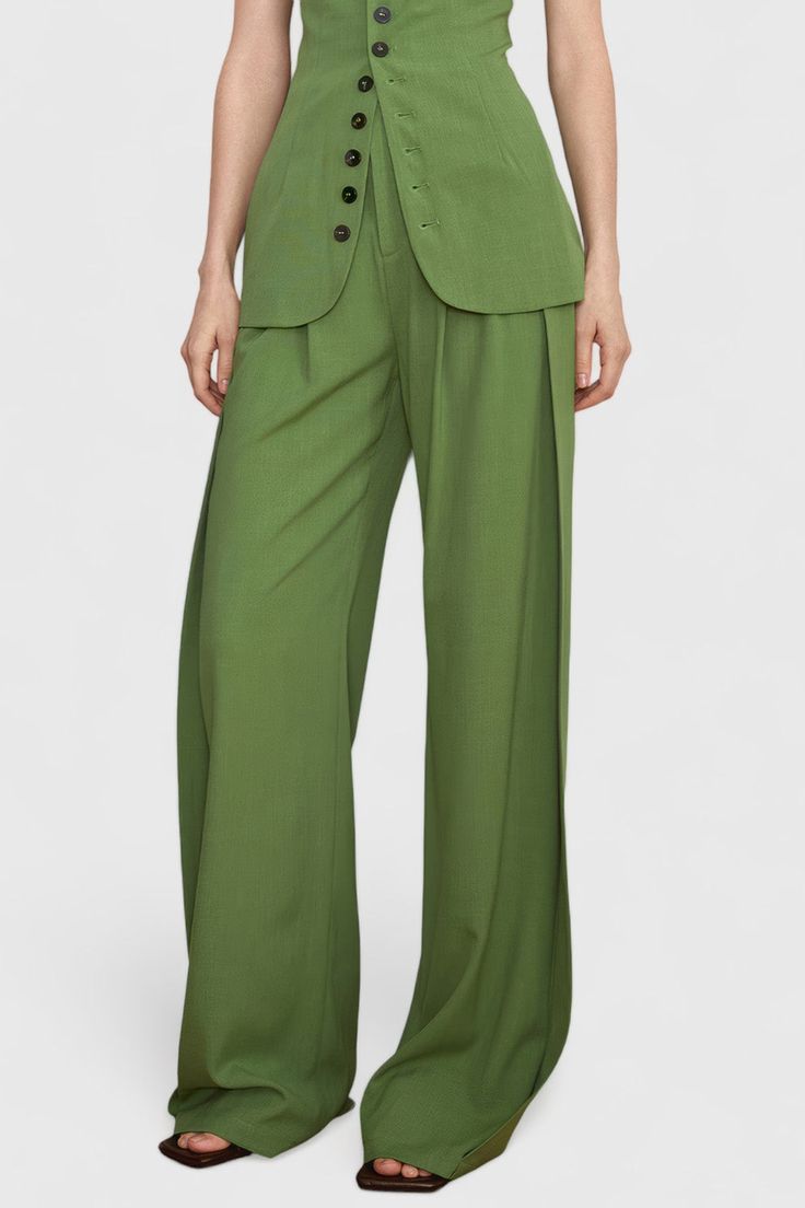 These elegant High-Waisted Trousers are perfect for completing any formal look. Constructed from lightweight fabric, they have a sleek, draped design and are fastened with a metal hook closure for a secure fit. The high-waisted cut ensures they are comfortable and flattering, for an effortlessly stylish look. Fabric: Cotton, Polyester