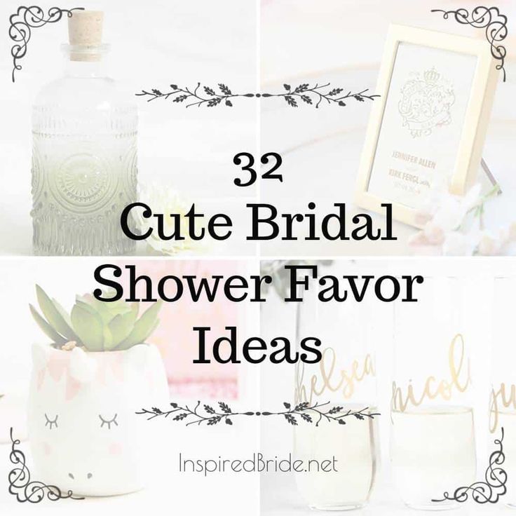 three different images with the words 32 cute bridal shower favors