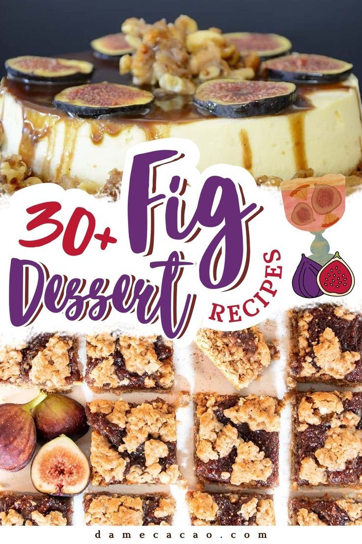 the cover of this dessert recipe is made with figs and other fruit on top