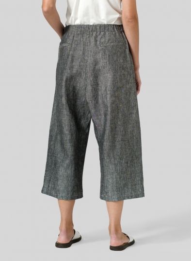 Linen Wide Leg Crop Pants Versatile Relaxed Fit Wide-leg Pants, Versatile Wide-leg Bottoms With Relaxed Fit, Versatile Wide-leg Pants With Relaxed Fit, Relaxed Fit Pull-on Trousers, Versatile Relaxed Fit Straight Pants, Relaxed Straight-leg Bottoms With Pockets, Versatile Relaxed Fit Straight Bottoms, Relaxed Fit Loungewear Bottoms With Pockets, Relaxed Straight Leg Bottoms With Pockets