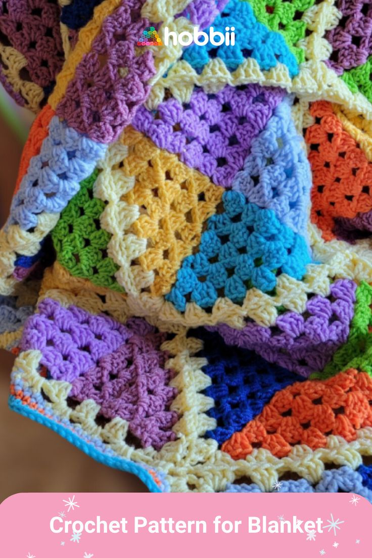 the crochet pattern for blanket is shown