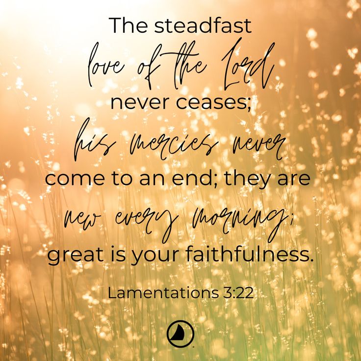 a field with grass and the words, the steadfast love of the lord has never