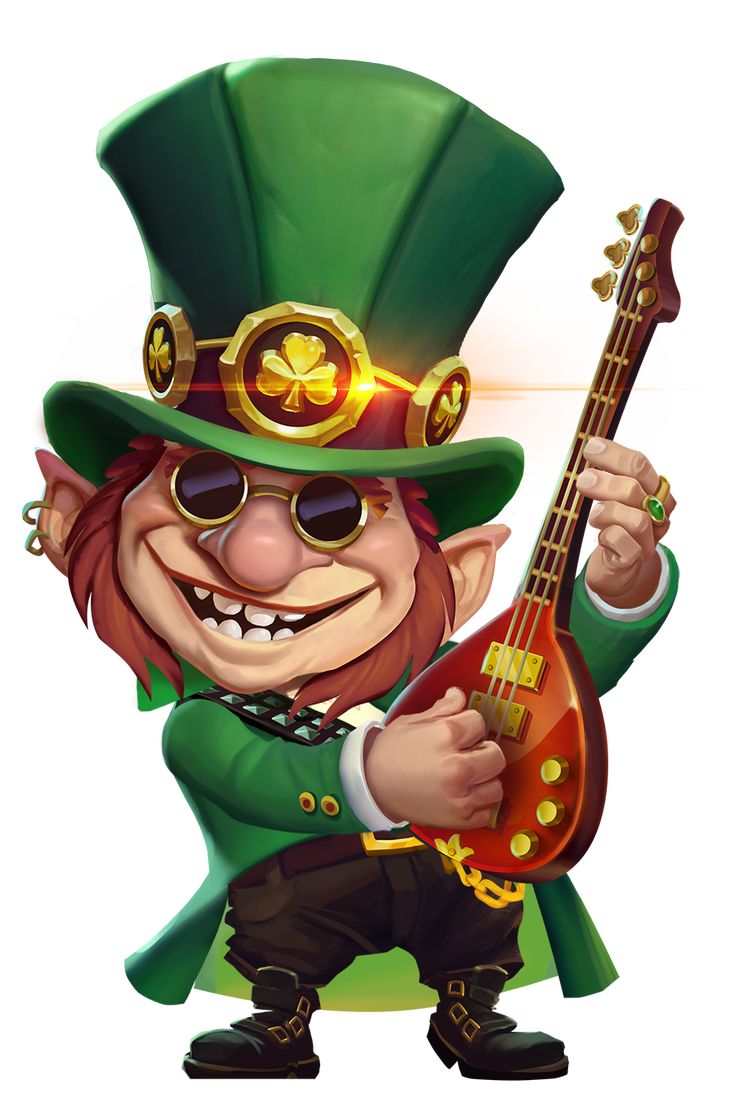 a cartoon leprezistah holding a guitar