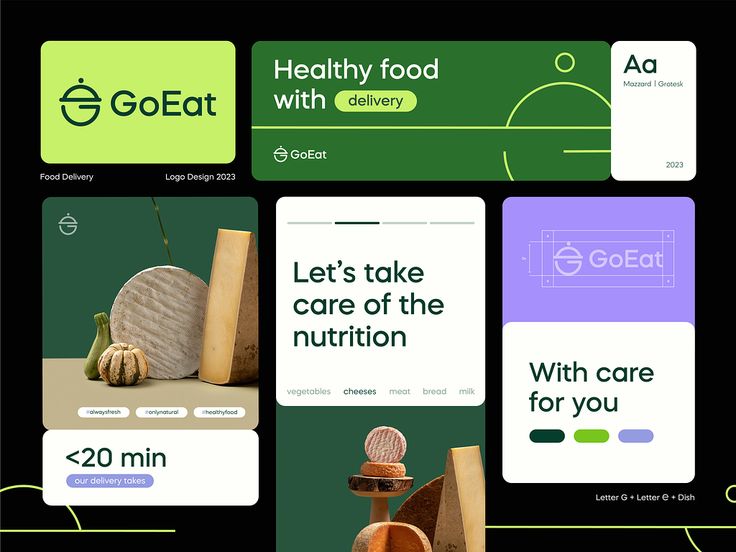 an ad for goeat showing the concept of healthy food with delivery and delivery options