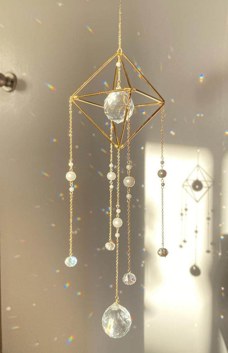 Aesthetic Bohemian Crystal Suncatcher with  crystal prism ornaments creating rainbow lights, aesthetic bedroom window hanging decor, Boho room decor, Bohemian style home home decor, Car hanging decor rainbow maker Chalet Bedroom, Crystal Mobile, Crystal Decorations, Window Hanger, Home Decor Ideas Bedroom, Crystal Holder, Deco Nature, Rainbow Maker, Decor Ideas Bedroom