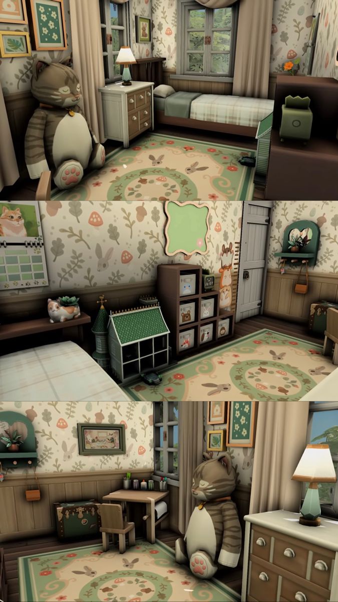 Sims 4 Cottage Core Bedroom, Sims 4 Cottage Bathroom, Sims Nursery Ideas, Sims 4 Cottage Interior, Sims 4 Room Ideas Bedrooms, Sims Bedroom Ideas, Sims 4 Interior Design Ideas, Sims 4 Victorian House, Cottage Core Room Ideas