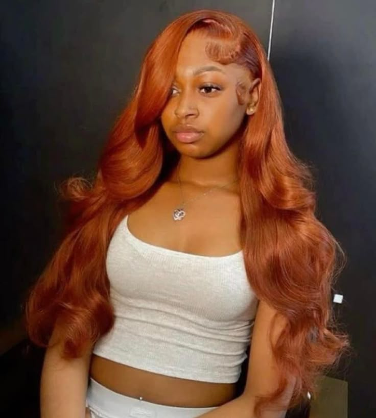 Side Part Ginger Wig, Ginger Side Part Wig, Frontal Wig Hairstyles, Birthday Hairstyles, Wig Colors, Lace Fronts, Quick Weave Hairstyles, Frontal Hairstyles, Pretty Hair Color