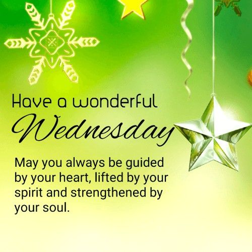 a green christmas card with stars hanging from it's sides and the words have a wonderful wednesday