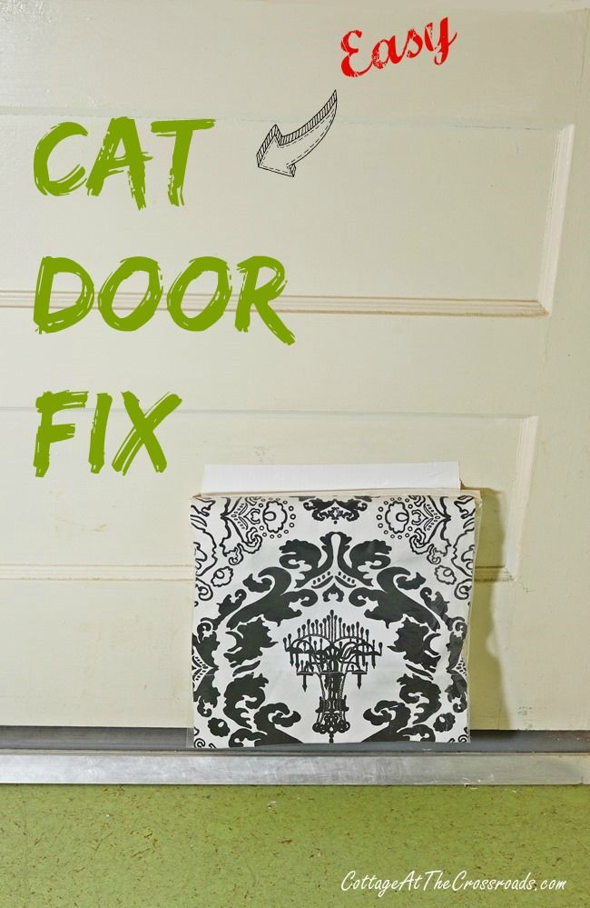 a cat door fix is shown with the words easy