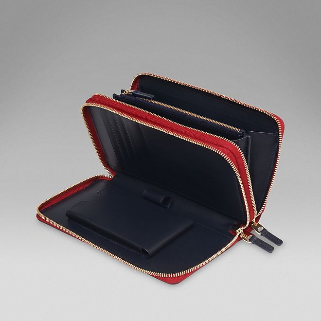 Double Zip Travel Wallet - Smythson United States Functional Daily Bag With Card Slots, Rectangular Wallet With Removable Pouch For Office, Versatile Travel Bag With Card Slots, Functional Travel Pouch Rectangular Case, Functional Travel Pouch Case, Modern Business Pouch With Interior Card Slots, Functional Travel Pouch With Rectangular Shape, Functional Rectangular Travel Pouch, Versatile Travel Wallet Rectangular Shape