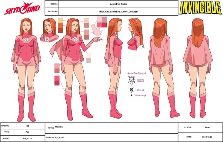 a paper model sheet for a female character