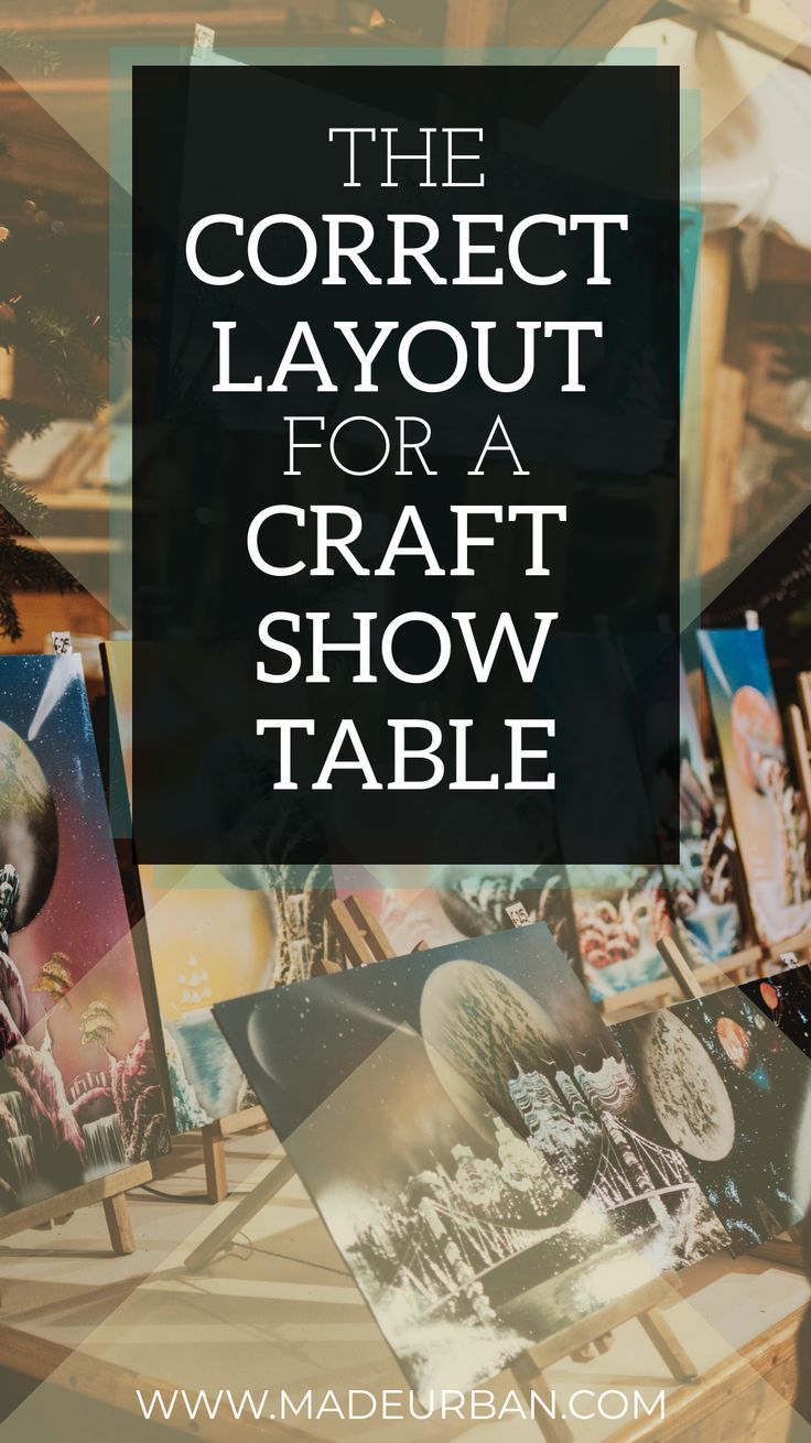 the correct layout for a craft show table with photos and text overlays that reads, the correct layout for a craft show table