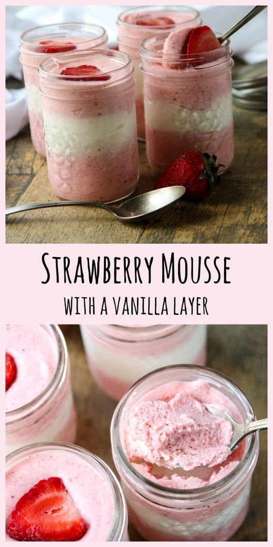 strawberry mousse with a vanilla layer