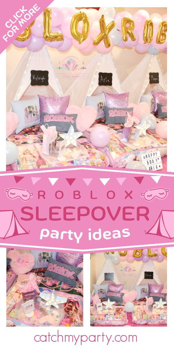 a collage of photos with the words rob lox sleepover party ideas