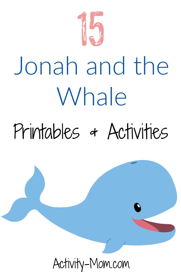 a blue whale with the text 15 jonathan and the whale printables and activities