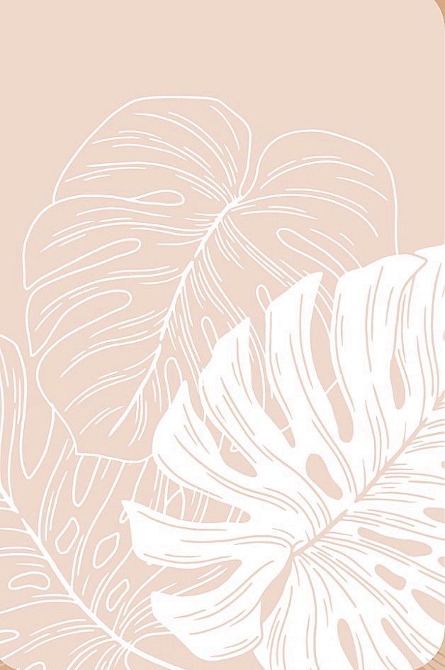 a pink background with white leaves on it