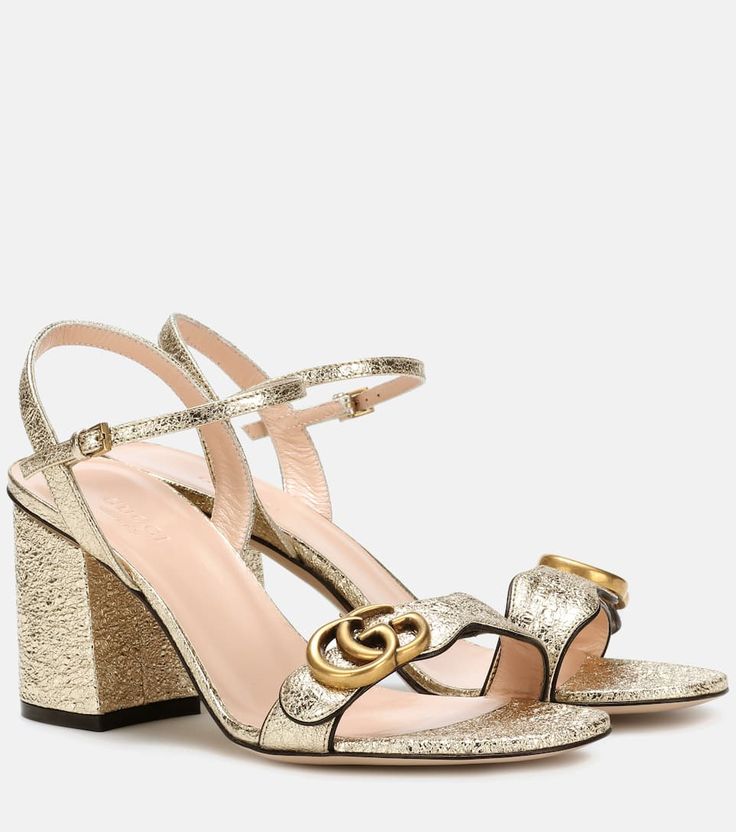 Leather Sandals - Gucci | mytheresa.com Sandals Gucci, Woman Sandals, Gucci Heels, Jimmy Choo Heels, Glitter Sandals, Mid Heel Sandals, Gucci Marmont, Gucci Leather, Unique Shoes