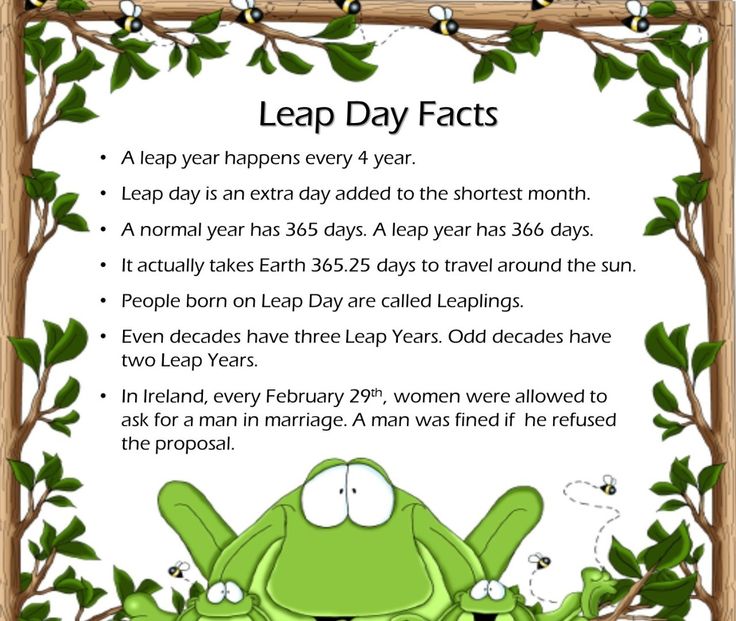 a green frog sitting on top of a wooden frame with the words leap day fact