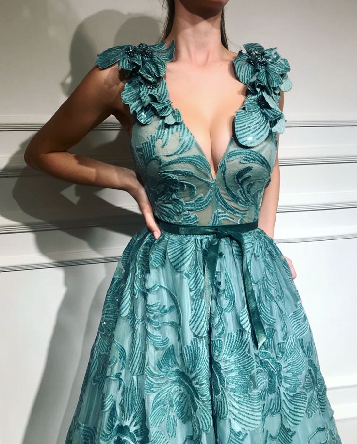 Big Blue Ocean Gown - Teuta Matoshi Teuta Matoshi Gown, Mint Gown, Teuta Matoshi, Rose Gown, Sheer Gown, Gold Gown, Velvet Gown, Embellished Gown, Europe Fashion