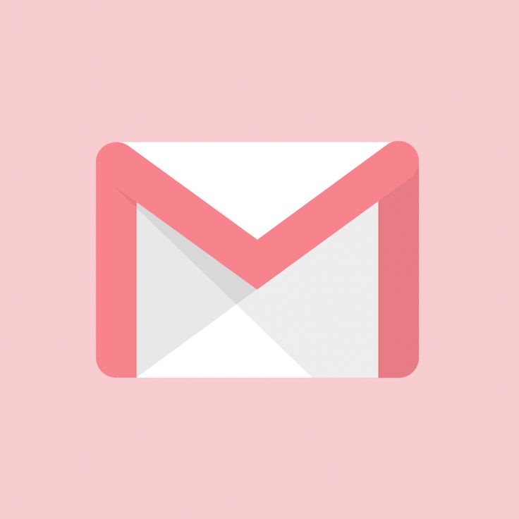 an email envelope with the letter m on it's front and bottom corner in pink