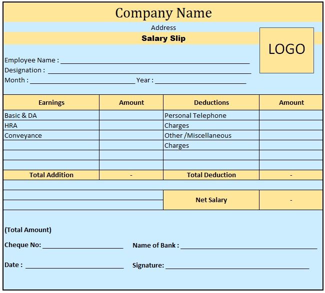 an employee slip form with the company name and number on it, as well as other items