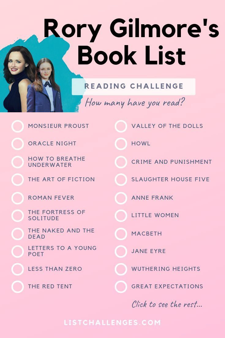 a pink background with the text, reading challenge for book list and an image of two women