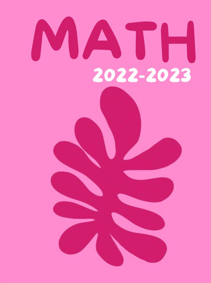 a pink poster with the words math on it and an image of a flower in the middle