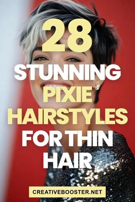 Cute Hairstyles For Short To Medium Hair, Pixie Curtain Bangs, Cute Short Hair Cuts For Women, Short Pixie Hairstyles For Fine Hair, Stacked Short Haircut, Long Pixie For Fine Hair, Short Bob Pixie Haircut, Short Haircuts For Thinning Hair Women, Styling Pixie Hair