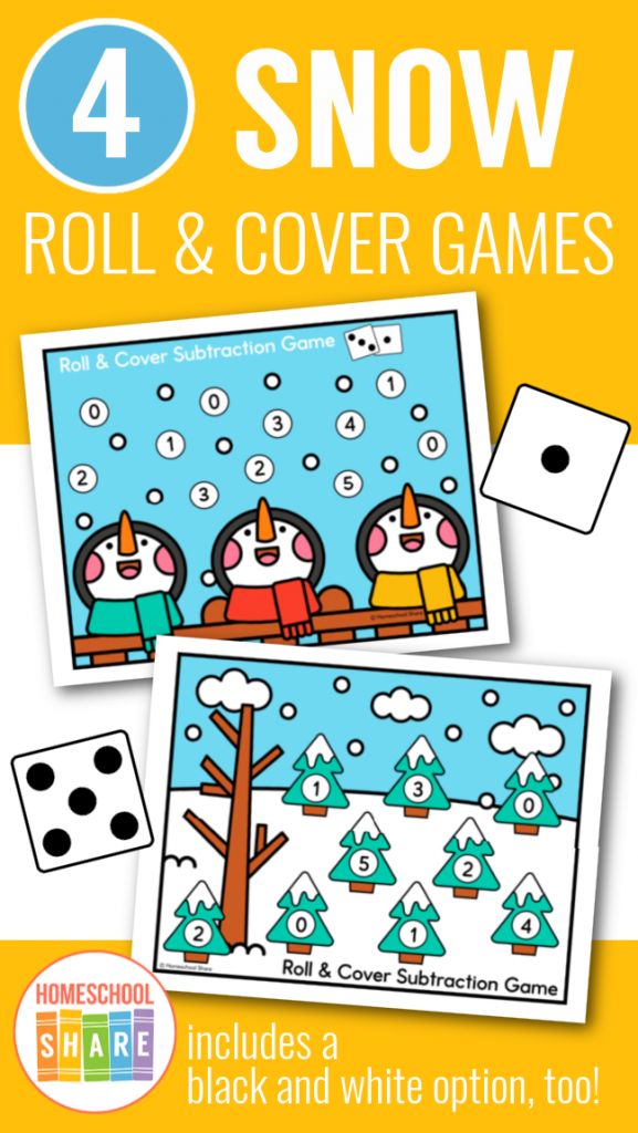 four snow roll and cover games for children to play with the numbers 4 - 5