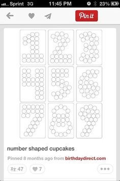 the number shaped cupcakes stickers are shown on an iphone screen, and there is