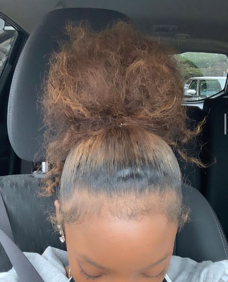 Pink Silk Press Natural Hair, Silk Press Pigtails, Pink Hair Silk Press, Silk Press Natural Hair Styles Claw Clip, Slick Natural Hairstyles, Natural Ponytails For Black Hair, Slick Hairstyles Natural Hair, Clean Girl Bun Black Women, Cute Natural Hairstyles