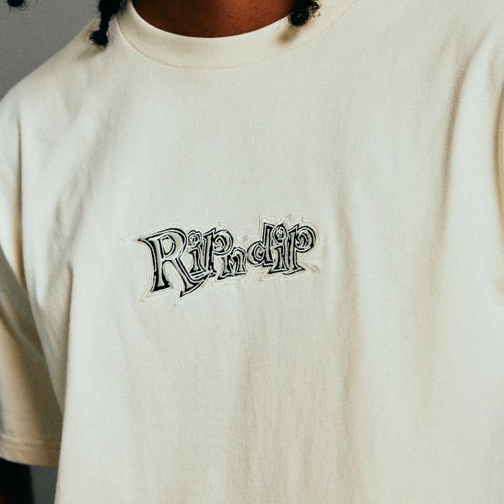 100% Cotton Cut N Sewn Tee Embroidered Ripndip Geo Logo Every Month, Black Friday Sale, Tee Shop, Short Sleeve Tee, Cream, ? Logo